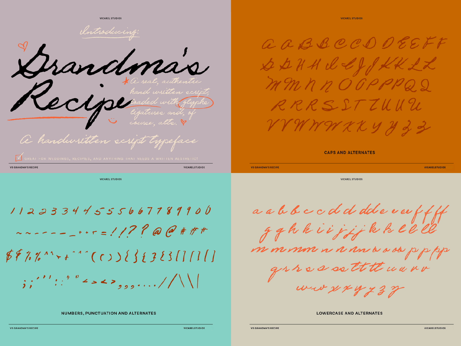 Example of Handwriting Font Full Lowercase Alphabet and Alternates