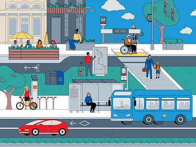 Arup Transportation Illustration car character city complex design design system figma graphic design illustration illustration system people system transportation vector