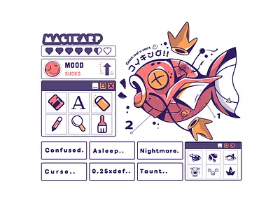 Magikarp status condition card illustration illustration koi fish koi karp koikingu magikarp pokemon pokemon card sushikarp tcg card