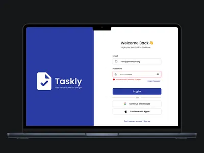 Taskly- Saas Login webpage landing page login page product design saas sign up page ui design uiux ux design web design