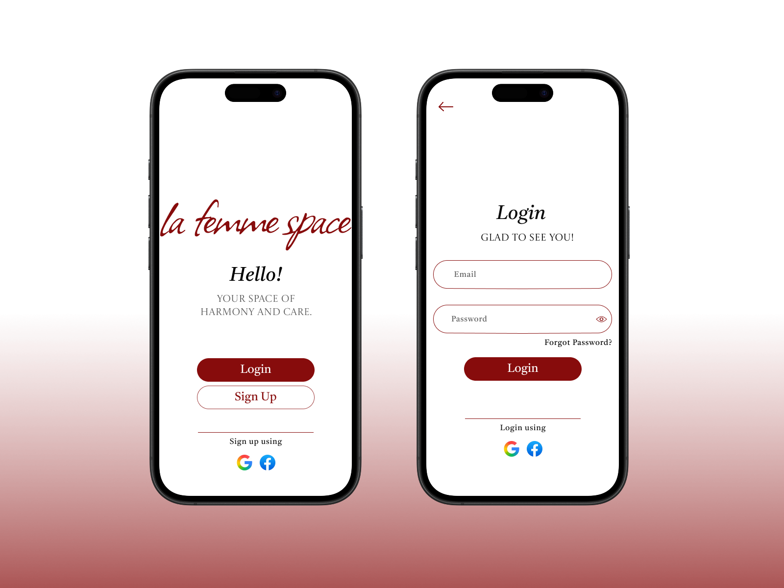 Sign Up/ Login Screen