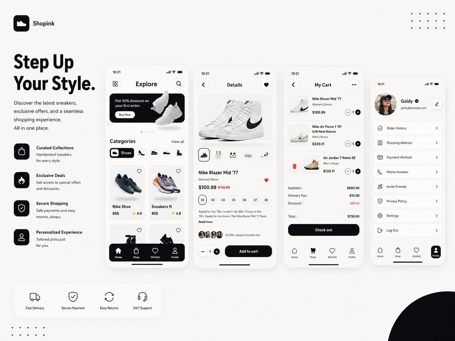 Step Up Your Style – Sneaker App UI app app design app for shoes best shoes app branding design e com e commerce footwear app footwear app design graphic design motion graphics shoes shoes app shoes app design sneakers app sneakers app design ui ui ux