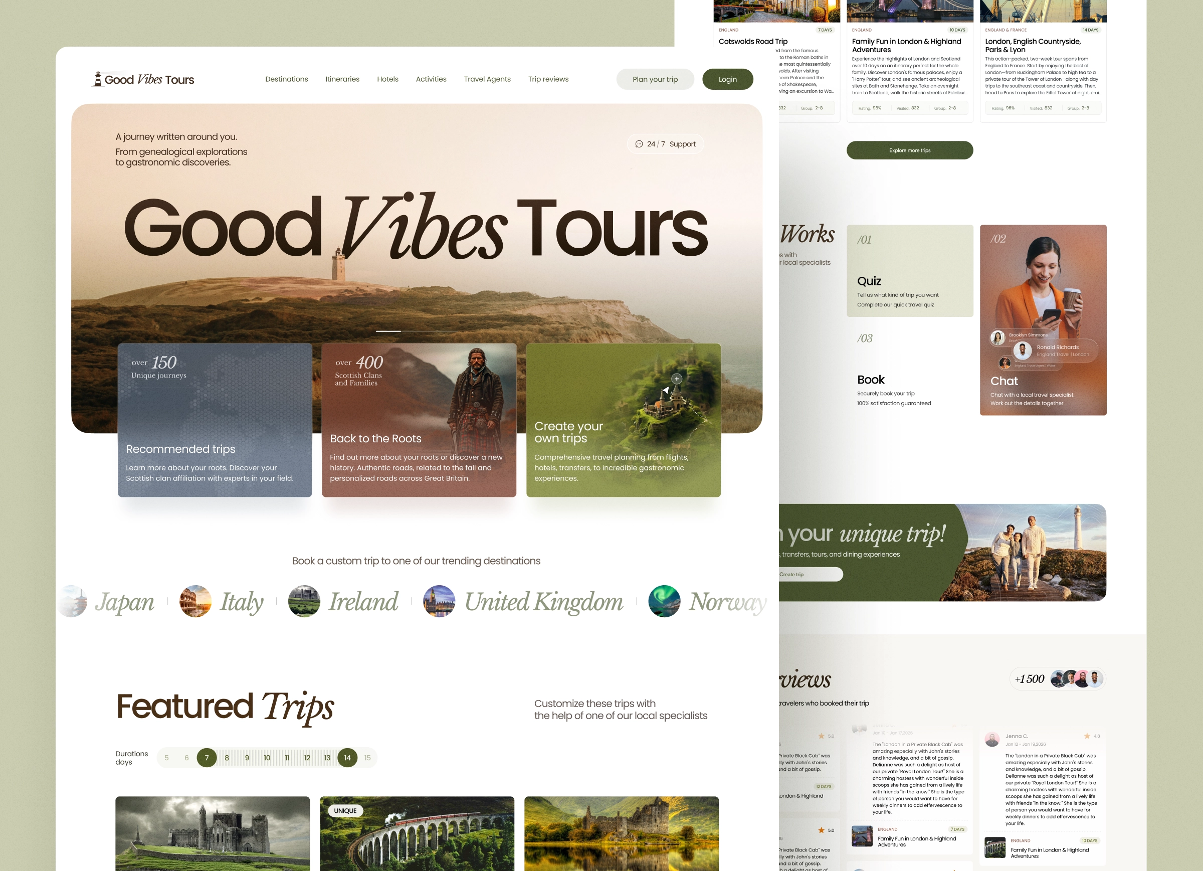 A Journey Written Around You — Custom Travel Booking UI/UX animation booking branding figma illustration itinerary landing page mobile app product design saas tourism travel travel app trips typography ui ui design ux web app web design