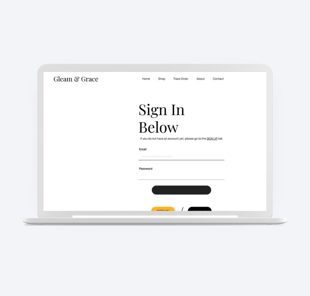 Example of Gleam & Grace—Luxury E Commerce Frontend