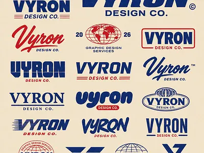 VYRON Design Co. — Retro Logo Exploration 3d animation brand identity branding dribbble shot graphic design identity design logo logo design logo inspiration modern branding motion graphics retro design streetwear branding typography ui vintage logo visual identity y2k design