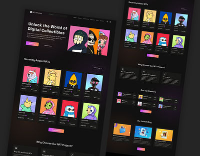 NFT Universe Landing page😍 design landing page landing page ui nft nft landing page nft ui nft website nft website concept nft website design nft website ui ui uiux ux website ui