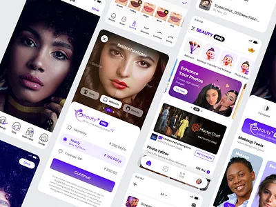 BEAUTY APP app beauty beauty app creator app design editor final page gallery page home screen output page paywall ui ux