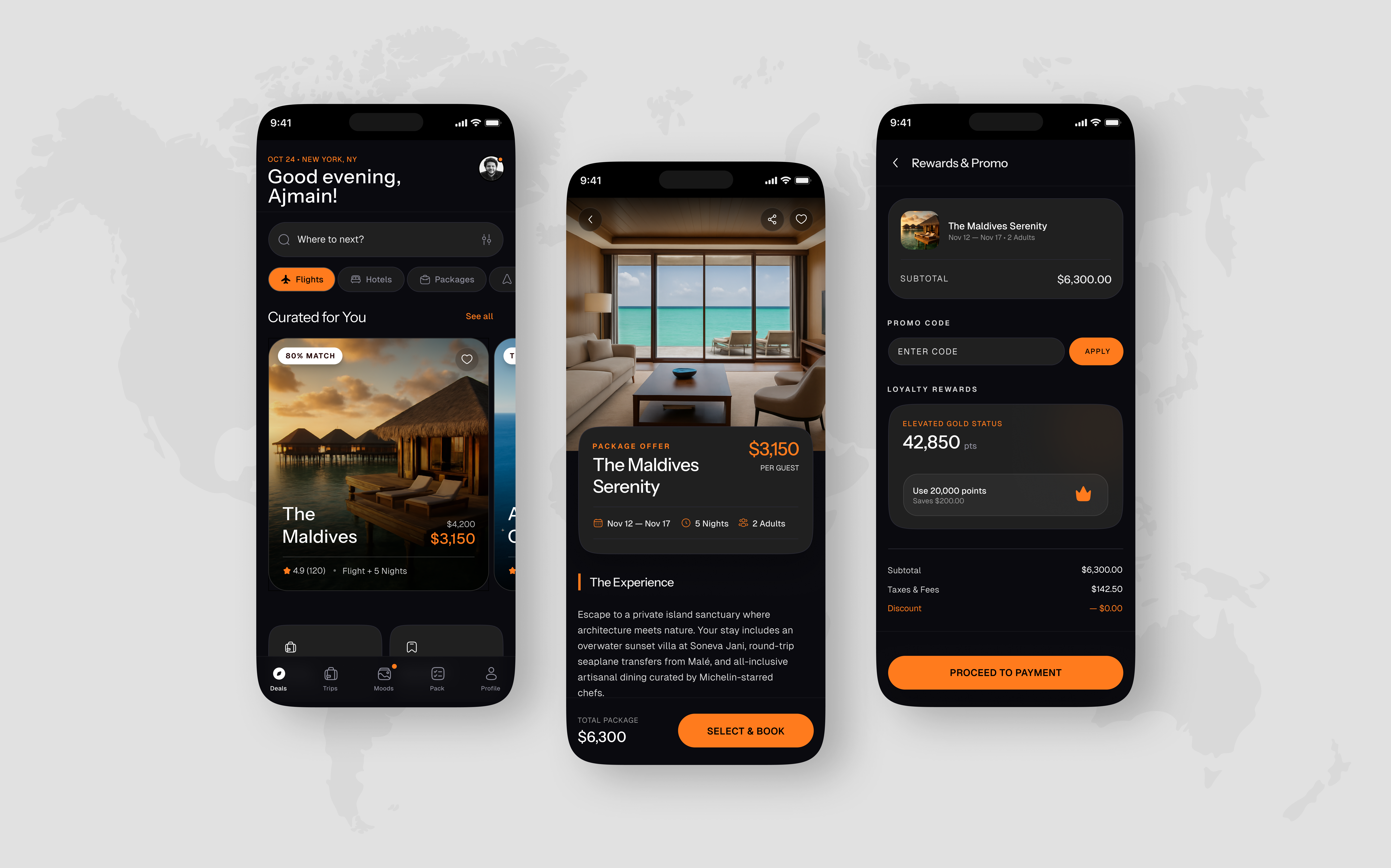 Luxury Travel Booking App UI 3d app interface design booking app design branding dark mode ui dribbble ui graphic design logo luxury app design mobile app mobile ui design motion graphics product design tourism app tourism ui travel app travel app ui ui uiux design