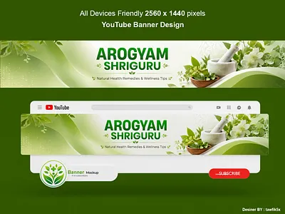 Natural Health YouTube Banner Design | Wellness Channel Cover banner banner ads branding channel art clean design cover custom youtube cover graphic design health banner health channel art herbal design logo modern banner natural banner design social media banner wellness banner youtube youtube banner design