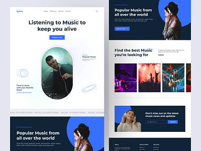 Sykes - Music Streaming Landing Page clean design inspiration landing page landing page design mobile app design mobile ui music music streaming ui ui design uiux ux ux design web design website