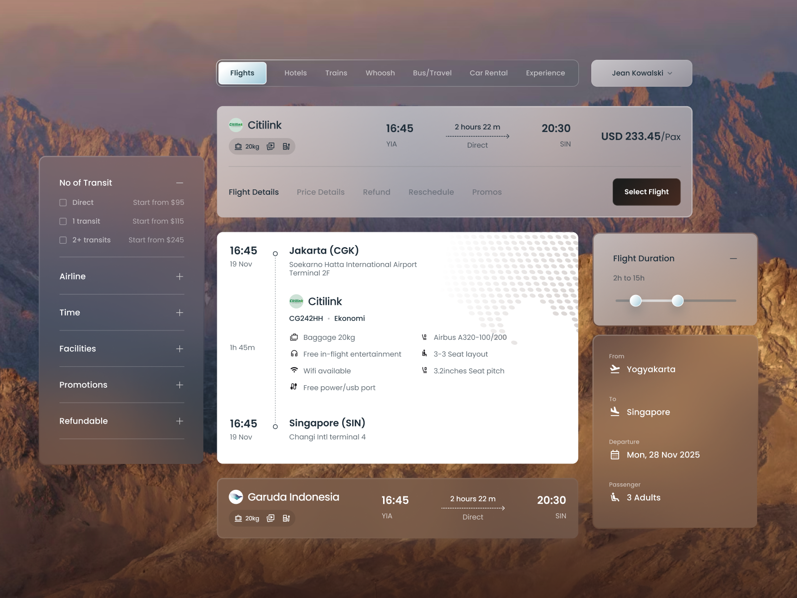 Example of Flight Booking Web - UI Slices