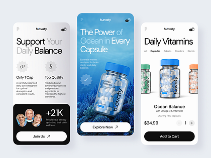 Daily Vitamins E-commerce Mobile App by Alex Pavlov