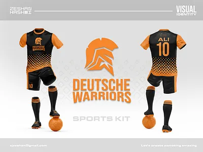 DC Warrior Football Kit black branding design football graphic design grey kit logo orange sportkit sports sportsgala sporty uniform warrior
