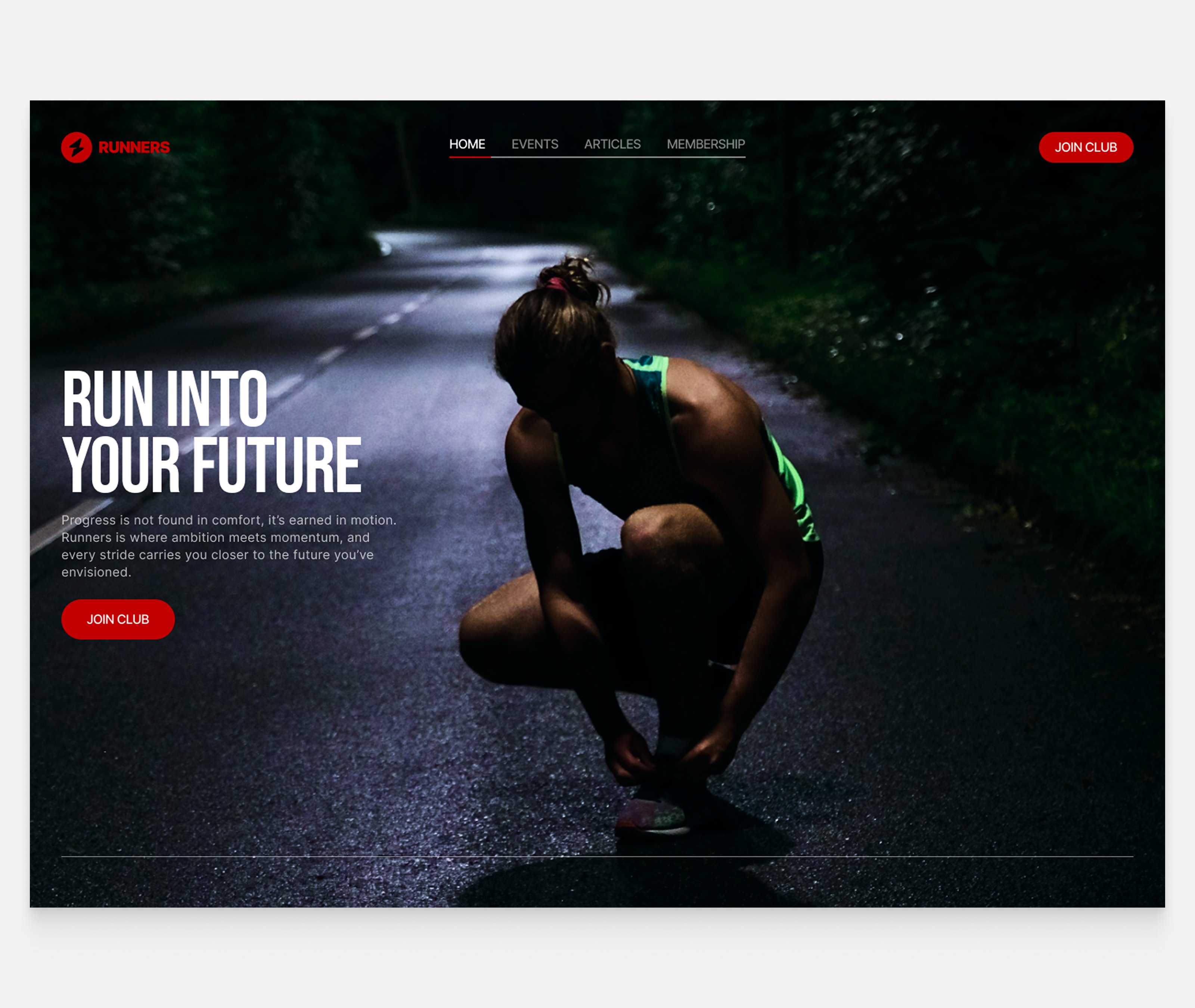 Runners Club — Hero Section Exploration exploredesign herosectio landingpage ui webdesign