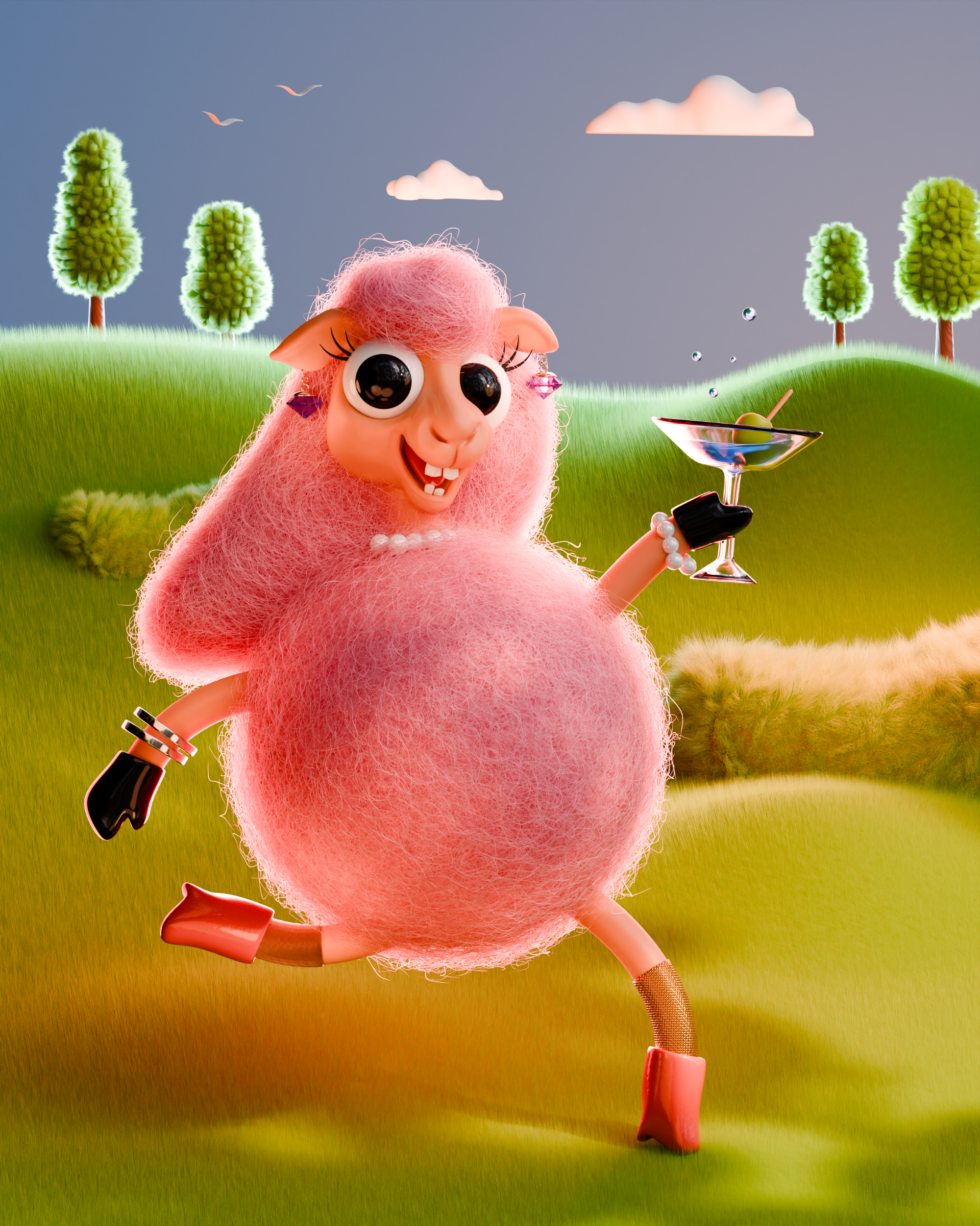 Miss Woolina - a dancing sheep 3d 3dart blender blender3d cycles design illustration