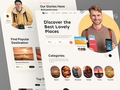 Travel Web Site Design: Landing Page / Home Page UI airbnb explore free design free web design home page tour tourism travel travel agency travel landing travel service travel web trip vacation website web design web design template webflow