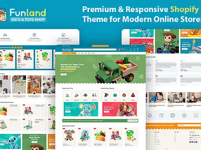 Kids Toys Shopify Theme UI Design | Toy Store Ecommerce Website colorful ui ecommerce design kids ecommerce kids website mobile ui modern design online store product showcase shopify theme shopify ui toy store ui design ux design web design website ui