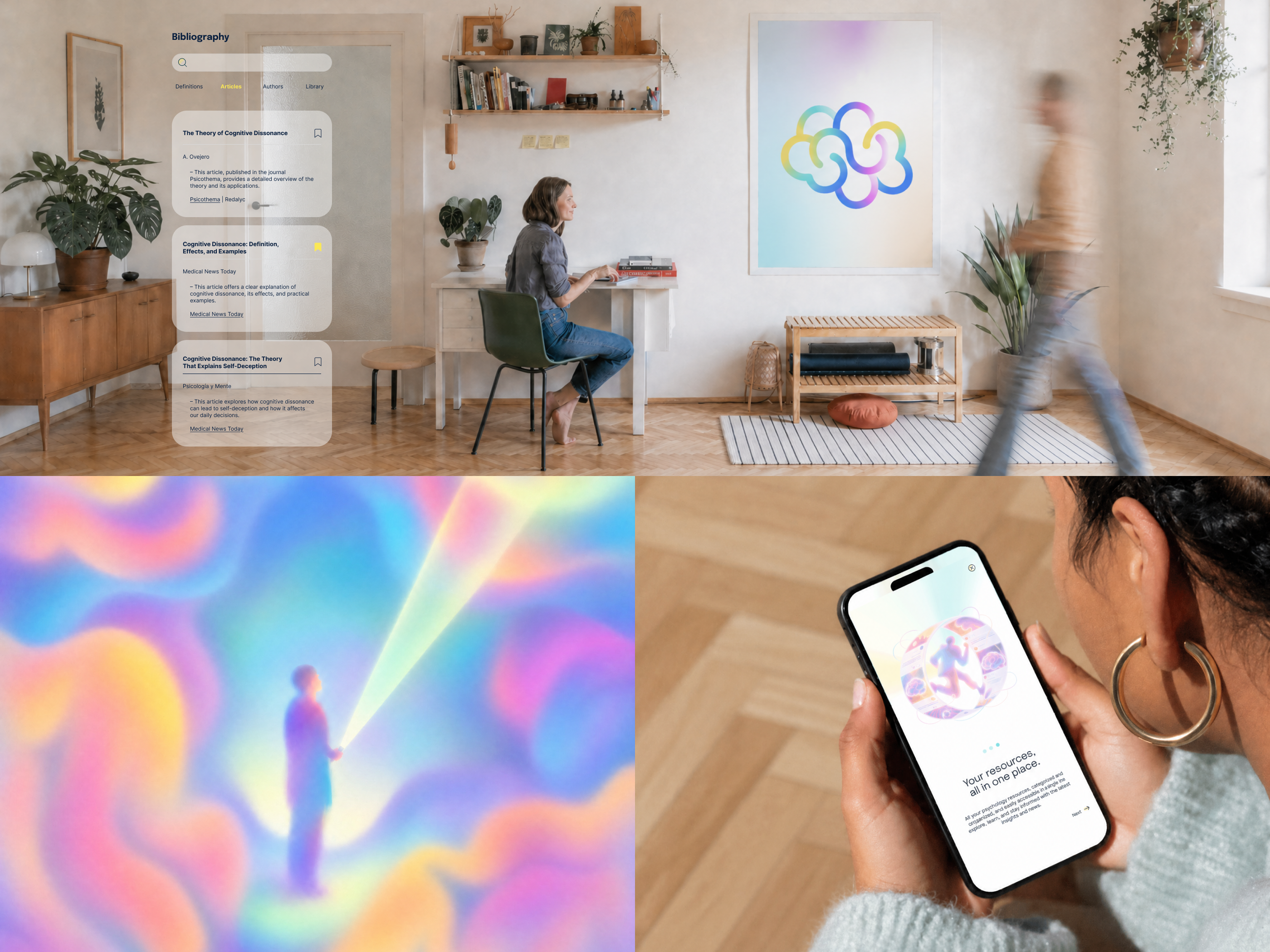 Ágora Psique - Psychology Knowledge Platform design system educational app information architecture knowledge platform minimal ui mobile app psychology ui design user experience ux design