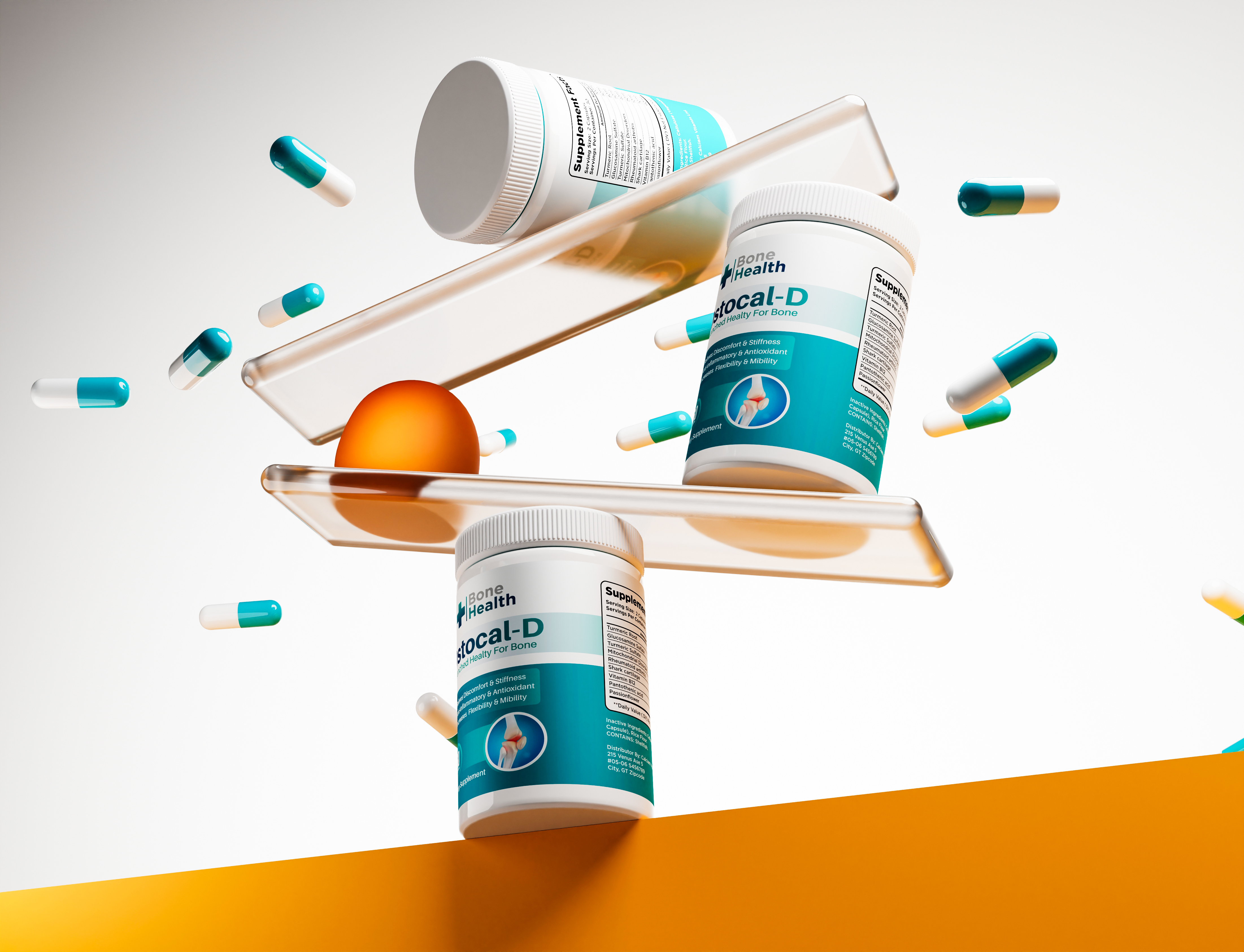 Bone Health Supplement Product Animation 3d design 3d product 3d product animation 3d product rendering 3d render amazon product animation blender animation medicine animation product animation suplement animation