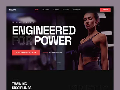 KINETIC - Fitness Landing Page coach crossfit daily activity exercise fintess website fitness fitness landing page gym health healthcare landing page membership nutrition sport sports ui design user interface wellness workout yoga
