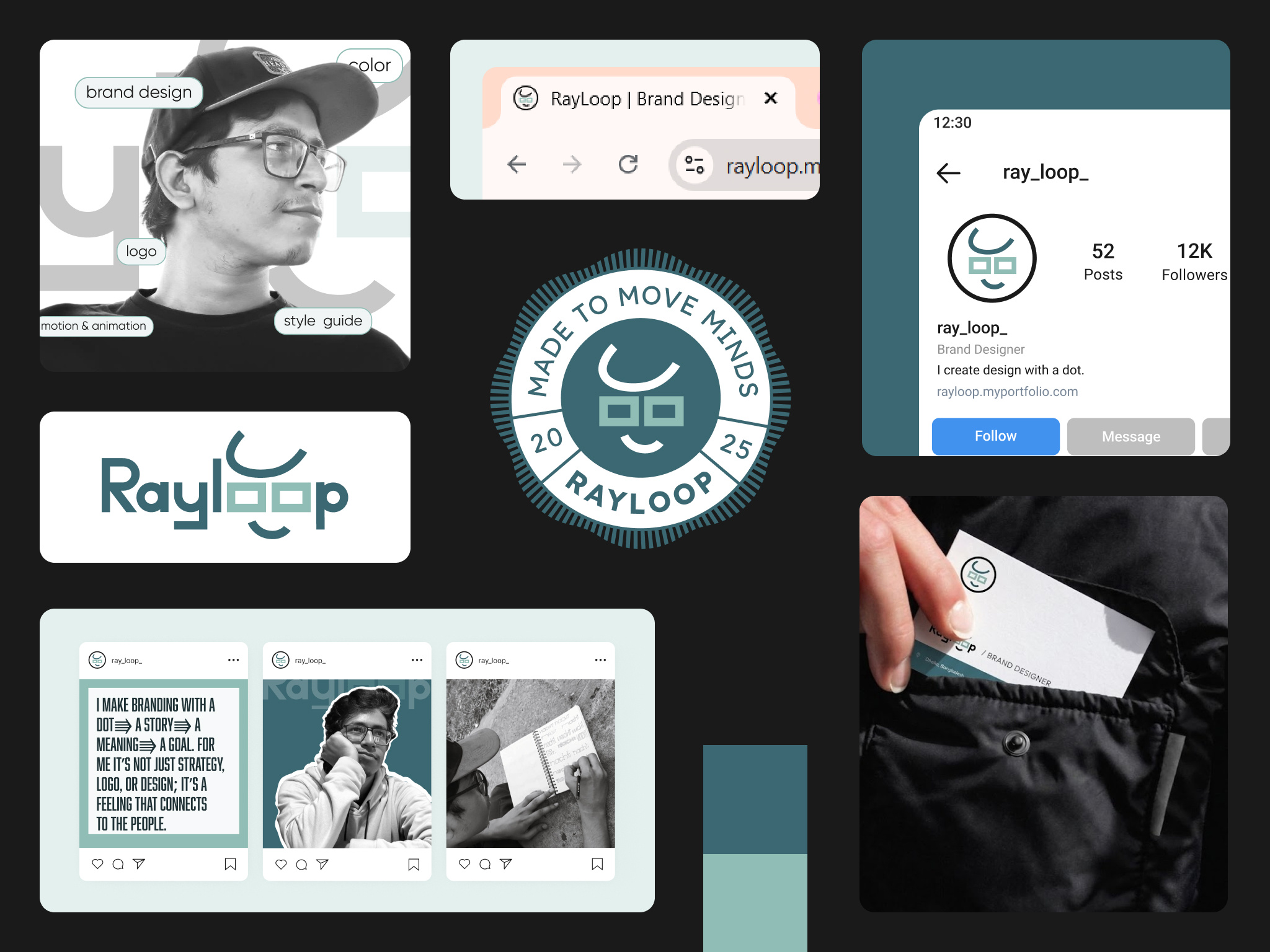 Rayloop: Personal Branding — Minimal Identity System avatar logo avater brand brand identity branding color creative branding design gaming logo graphic design logo logo design logo ideas personal branding social media sticker sticker logo style guide typography ui