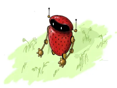 Cute robot lady bug character design doodles drawing illustration ladybug robot