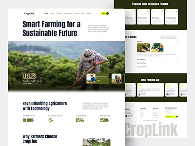 Modern Farming Website agri ecommerce agri tech agriculture agriculture landing page digital agriculture farm management farming farming website landing page modern product design smart farming sustainable farming ui uiux ux web web design web ui website design
