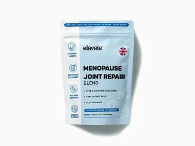 Elavate Menopause Joint Repair Blend Supplement Packaging Design brandidentity branding graphic design nutritionpackaging packaging design packagingdesign supplementbranding womenshealthdesign