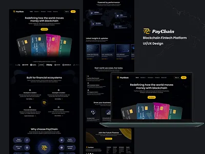 PayChain — Blockchain Fintech Platform UI/UX Design. blockchain blockchain landing page business landing page crypto crypto exchange ui crypto landing page dark theme digital transaction finance landing page fintech futuristic investment landing page modern product saas tech startup ux research web design web3 design