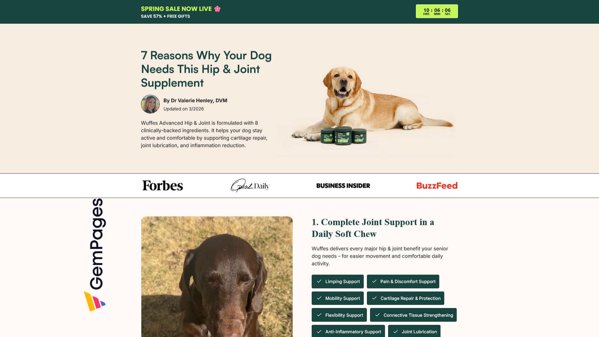 Dogs Supplement - GemPages gempages gempages templates landing page product page sales page shopify shopify gempages shopify templates