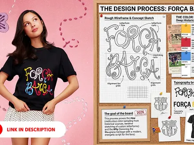 Olivia Rodrigo Forca Barca Shirt apparel design bloke core color psychology custom typography football core graphic design process hand drawn lettering screen printing streetwear fashion typography design vector illustration y2k aesthetic