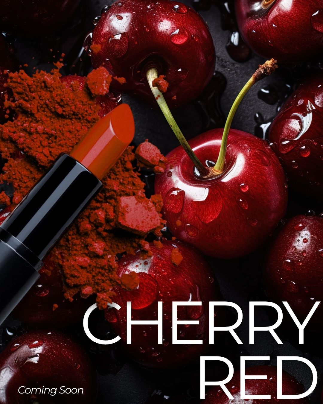 Cherry Red Lipstick Social Media Post branding design graphic design illustration lipstick lipstick shade minimalist red lips red lipstick social media page design social media post trending trending post typography women