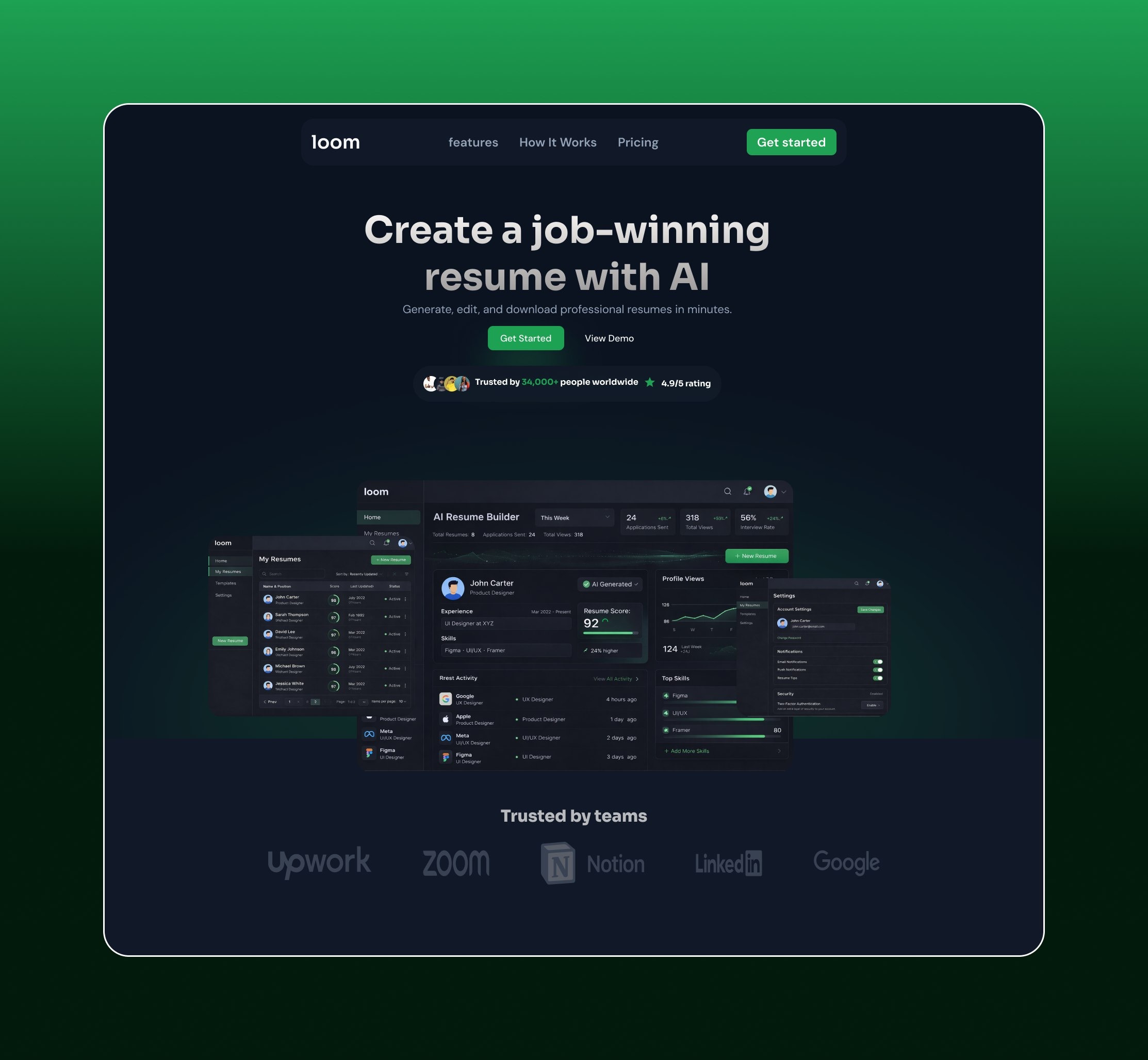 loom - Hero section ai hero section saas