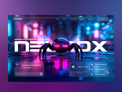 Neurox Web Ui Landing Shot ai assistant automation branding design graphic design illustration photography spider bot tech technology ui ui design ux ux design web design