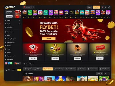 Online Casino Interface - Main Page casino design igaming illustration onlinecasivo