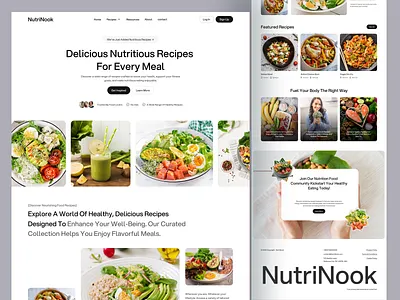 Nutrition Recipe Website UI/UX cooking website food website landing page landing page design nutrition recipe website responsive design ui uiux ux web design website design website redesign