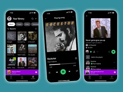 Spotify inspired music app UI UX design app design app portfolio app ui ux figma figma app design graphic design mobile app design mockup design music app design ui ui design ui ux ui ux design