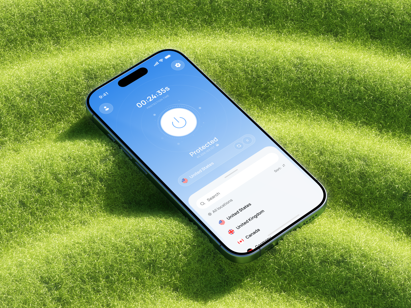 iHideVPN interface — privacy, simplified