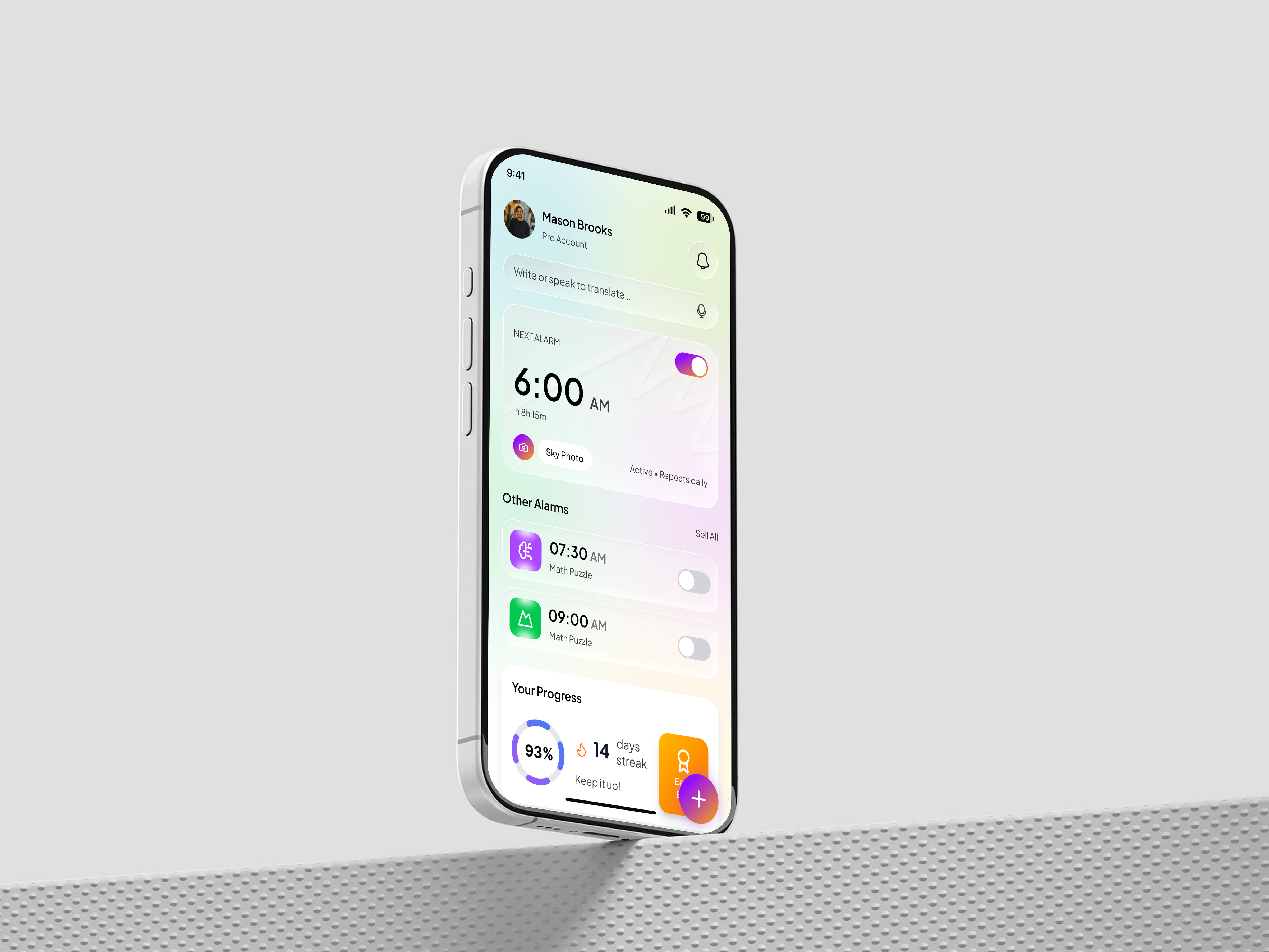 Mission-Based Alarm Mobile App Design alarm app alarm clock app design app ui daily routine fitness app gradient ui habit tracker minimal design mobile app design mobile ui modern ui product design productivity app task app ui design ui inspiration user experience user interface web design