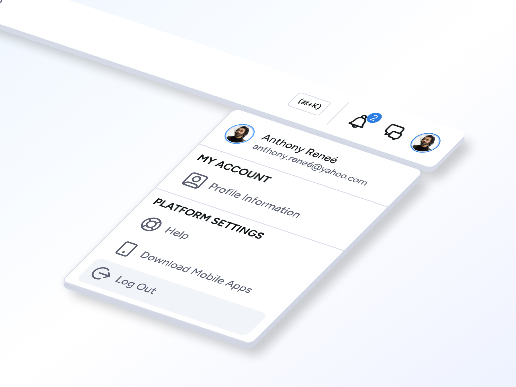 User Dropdown account dropdown account menu cluade dropdown untitledui user settings web nav