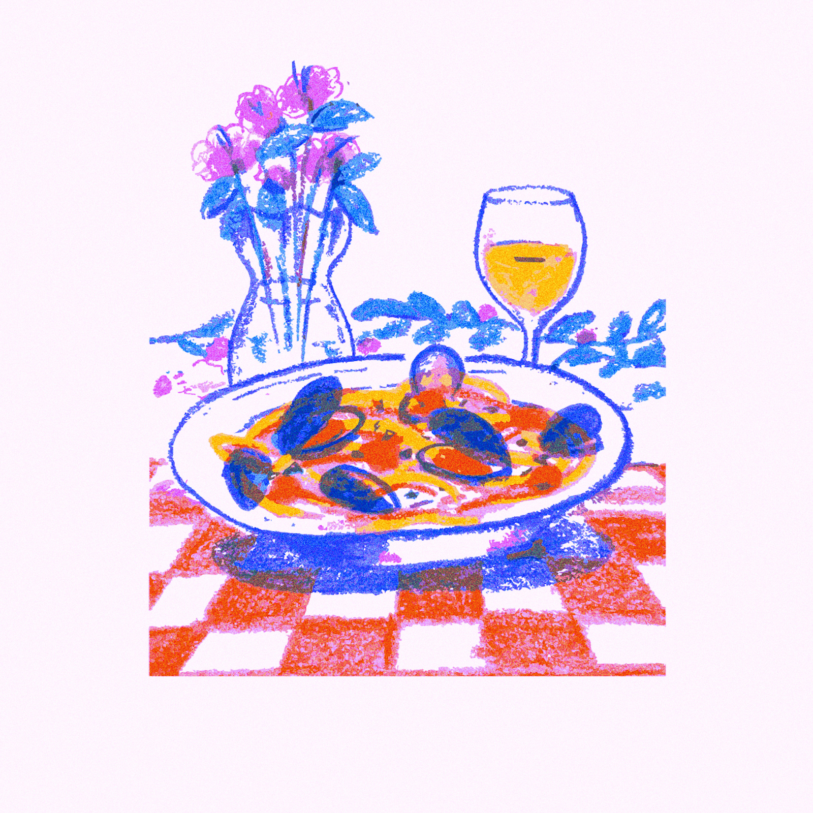 Friday Doodling - La Mesa Alegre color pencil food illustration hand drawn illustration vectorized vintage