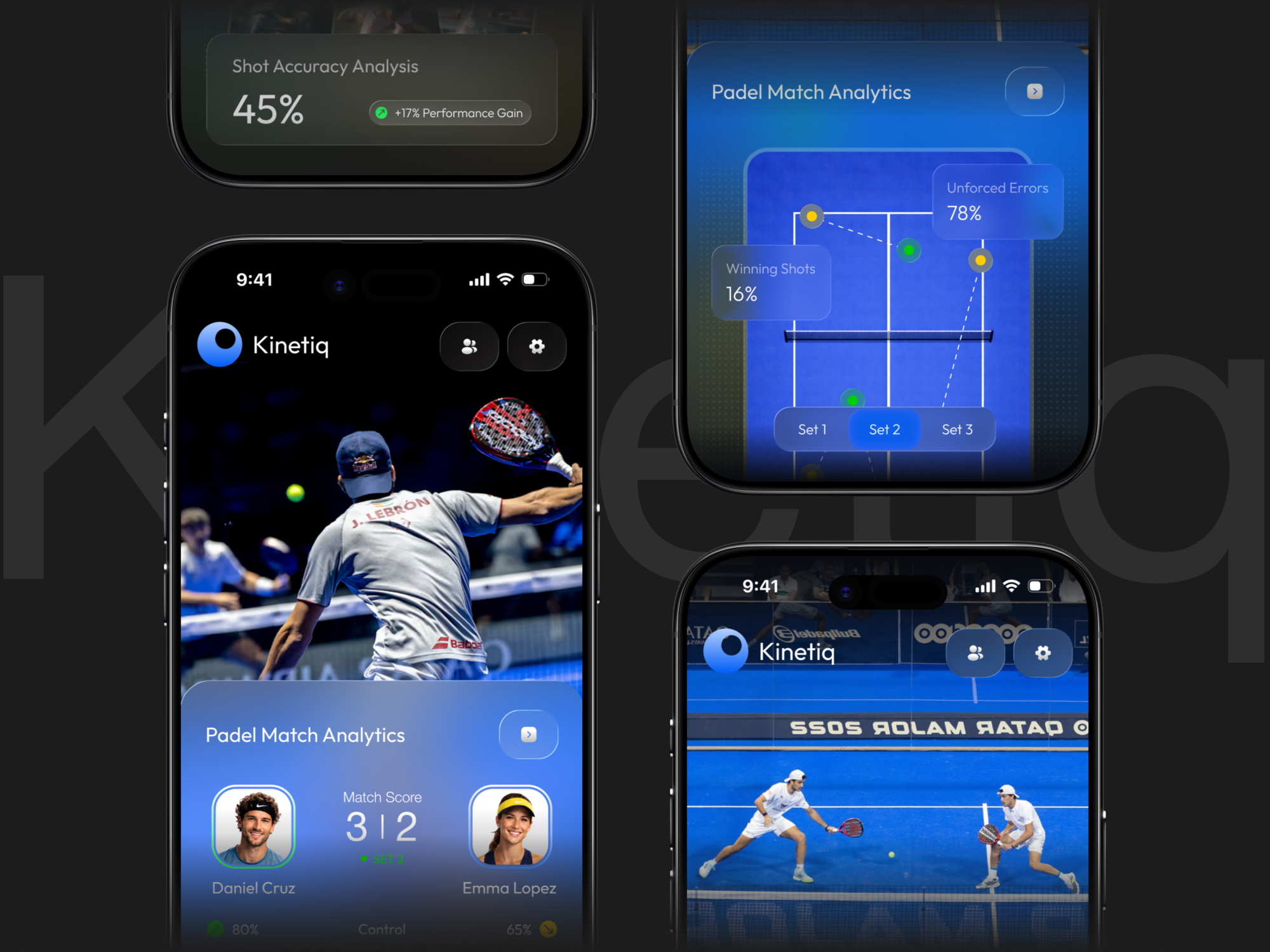 Kinetiq | Advanced Padel Match Analytics & Performance Tracking athlete performance app b2b saas application coaching platform uiux data visualization uiux fitness app kpi application live scores app padel app sports analytics uiux sports app sports application sports dashboard sports tech uiux sports uiux tennis app