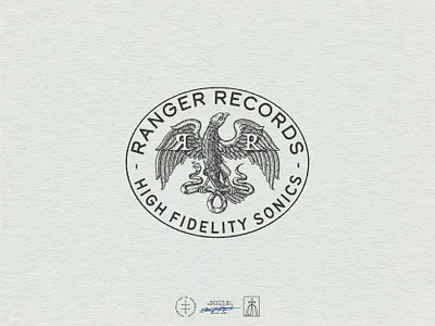 Ranger Records Alt. Secondary Logo animal badge bird brand design brand identity branding branding design eagle emblem falcon hand drawn identity design illustration illustrator logo logo design old school vintage visual identity wings