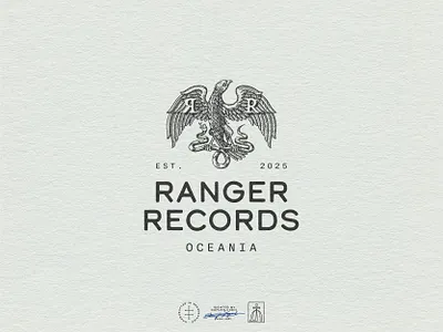 Ranger Records Tertiary Logo animal bird brand design brand identity branding branding design eagle falcon hand drawn identity design illustration logo logo design mascot new zealan typography vintage visual identity