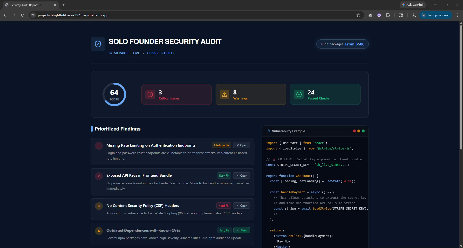 Example of Application Security Audit — Saa S & Ai