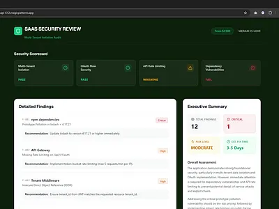 SaaS Security Review — Multi-Tenant Isolation Audit compliance dashboard enterprise saas security security audit ui design vulnerability