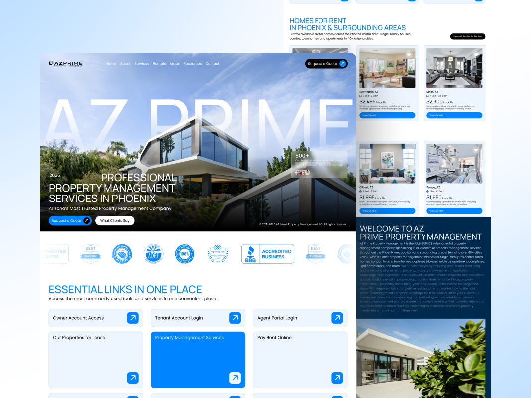 Real Estate Landing Page Design — Modern Property Management UI 3d animation branding graphic design logo motion graphics ui
