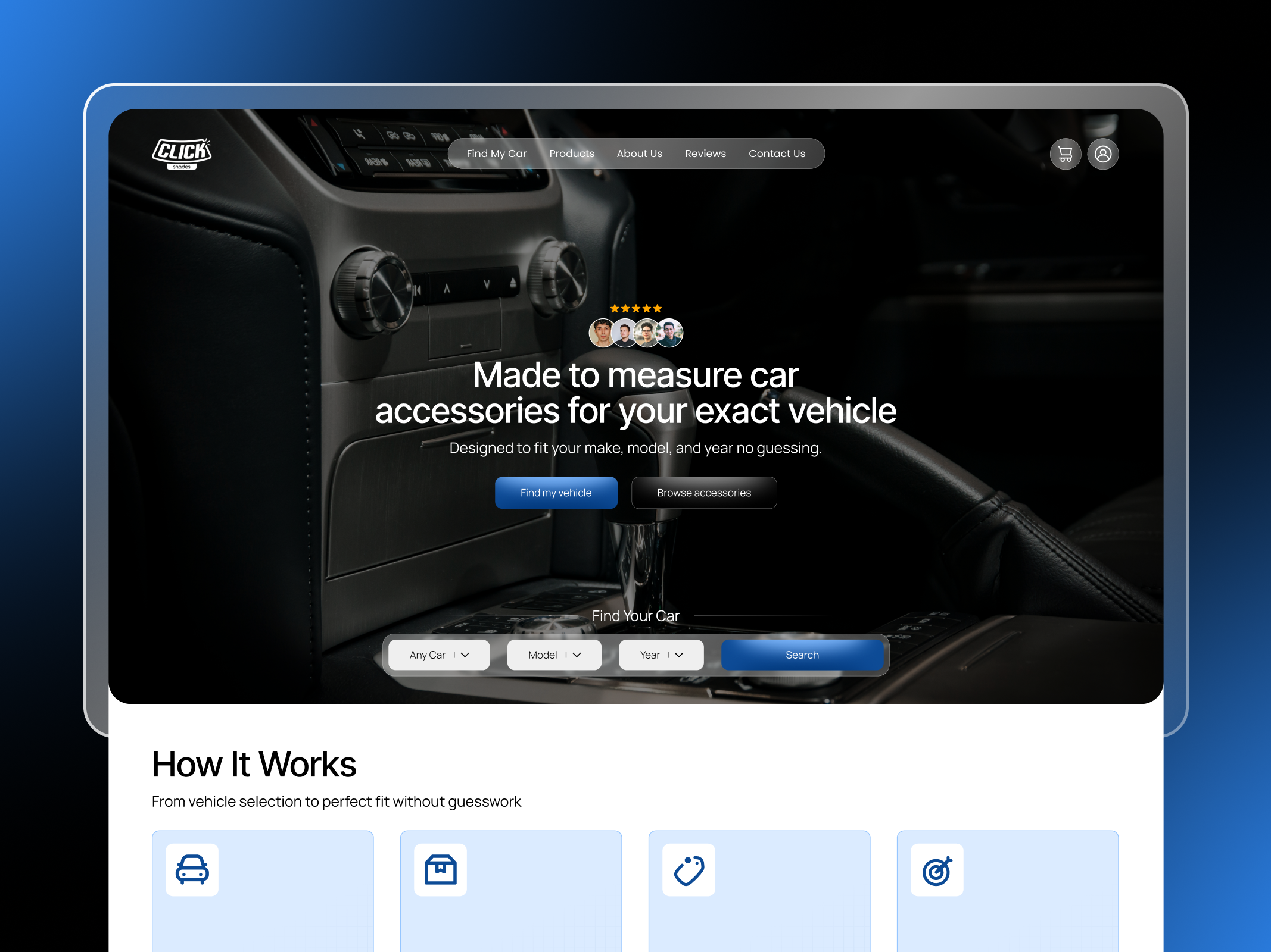 Automotive eCommerce Landing Page — Car Accessories UI 3d animation branding graphic design logo motion graphics ui