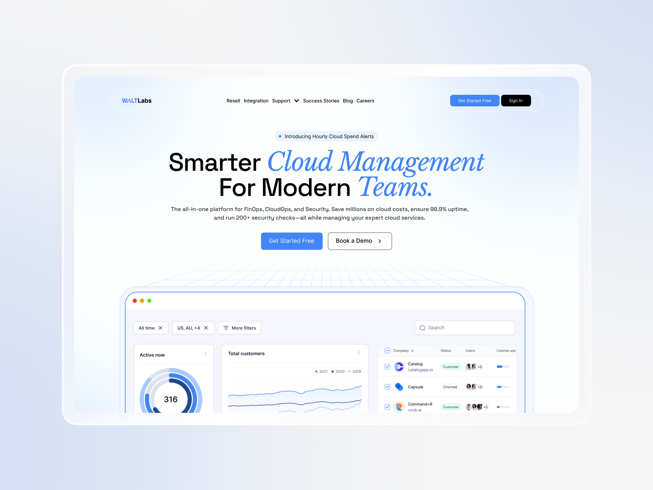 Cloud SaaS Dashboard Landing Page — FinOps & Analytics UI 3d animation branding graphic design logo motion graphics ui