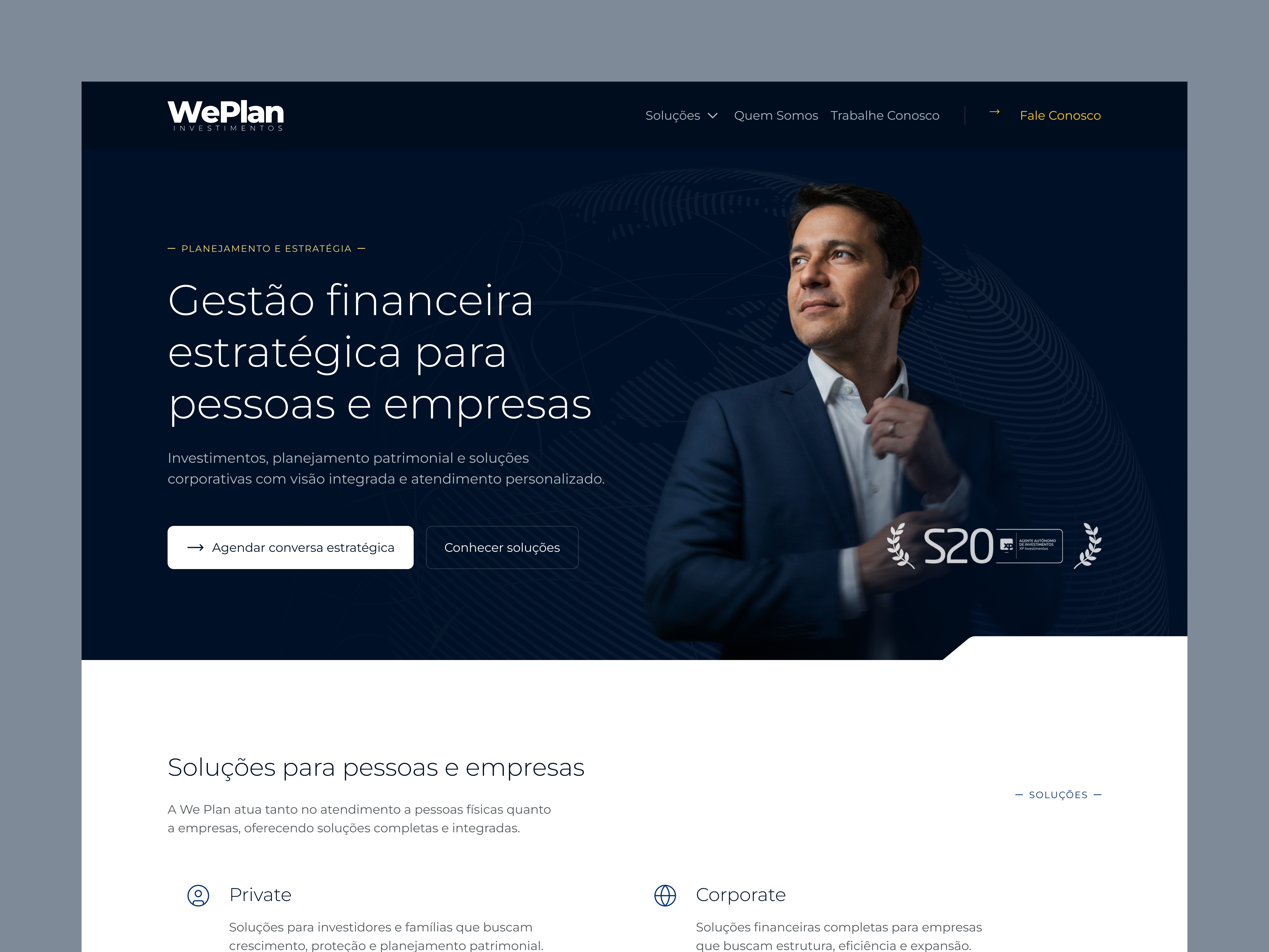 Fintech One Page Website | Financial Services banking business design. conversion ui corporate ui fintech gestão financeira investimentos investment landing page one page website product design single page site institucional ui design user interface ux design wealth management web design